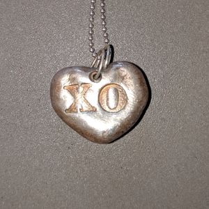 Handmade XO silver heart pendant necklace